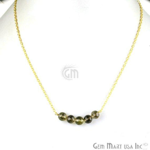 Faceted Gemstone Bead Bar Necklace Chain (Pick your Gemstone, Plating) - GemMartUSA