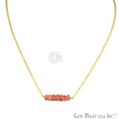 Faceted Gemstone Bead Bar Necklace Chain (Pick your Gemstone, Plating) - GemMartUSA