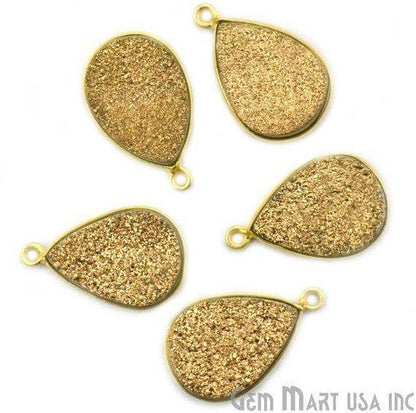 Titanium Druzy 13x18mm Pears Gold Single Bail Bezel Gemstone Connector