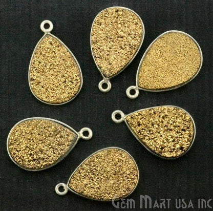 Titanium Druzy 13x18mm Pears Silver Single Bail Bezel Gemstone Connector
