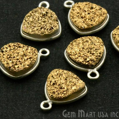 Natural Titanium Druzy 10mm Trillion Silver Single Bail Gemstone Connector