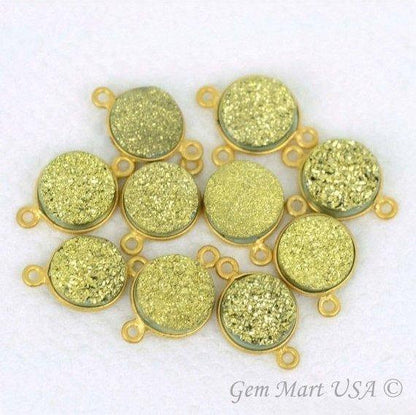 Titanium Druzy 10mm Round Bezel Connector (Pick Color, Bail, Plating) - GemMartUSA