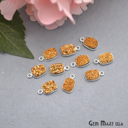 Titanium Druzy 7x9mm Octagon Bezel Connector (Pick Color, Bail, Plating) - GemMartUSA
