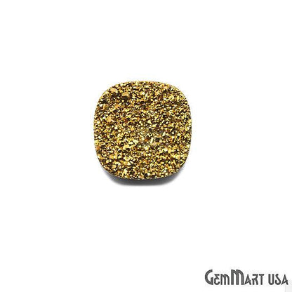 Golden Druzy, Druzy Cabochon, 14mm Cushion Shaped Druzy, Cabochon, Loose Druzy Stone (GZ-80003) - GemMartUSA