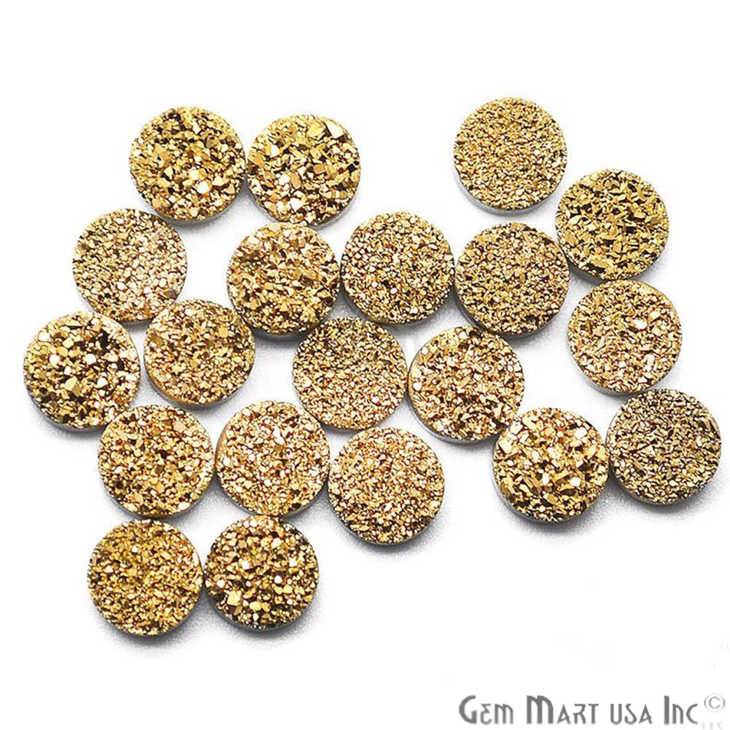 Plain Druzy 8mm Round Shape Loose Cabochon (Pick Your Color) - GemMartUSA