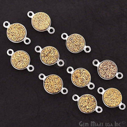 Titanium Druzy 8mm Round Bezel Connector (Pick Color, Bail, Plating) - GemMartUSA