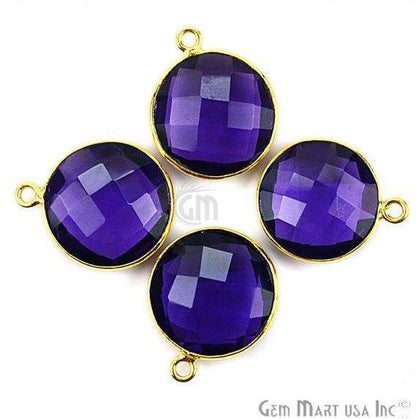 Round 14mm Single Bail Gold Bezel Gemstone Connector