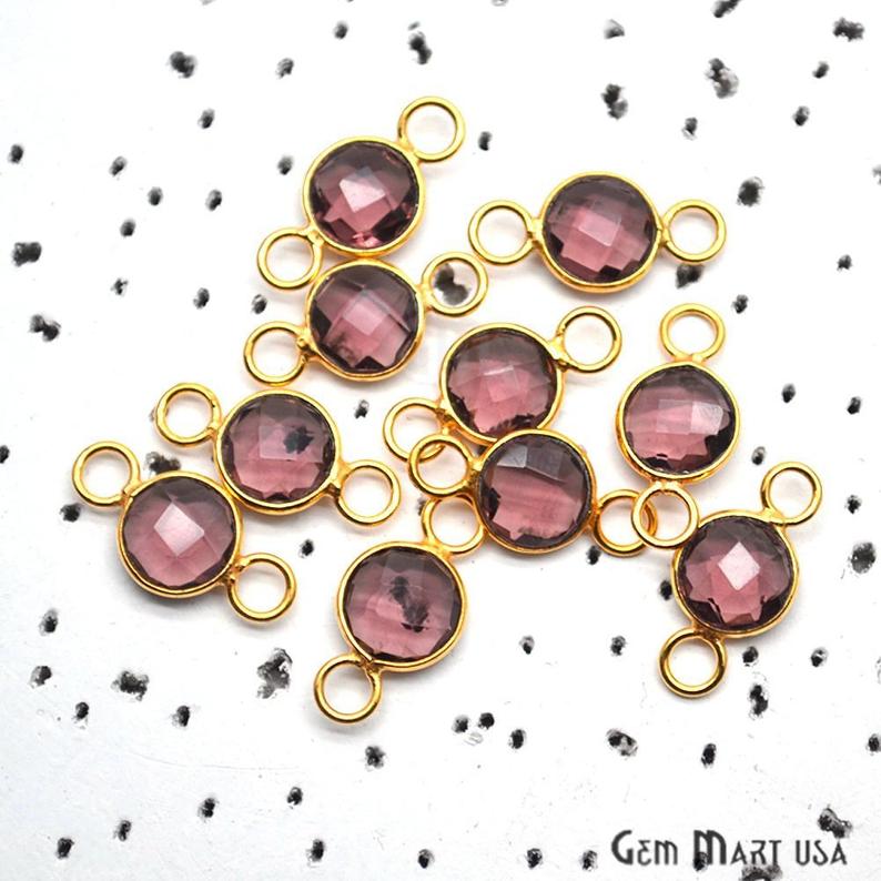 Round 8mm Silver Bezel Big Bail Connector (Pick Your Gemstone,Plating) - GemMartUSA