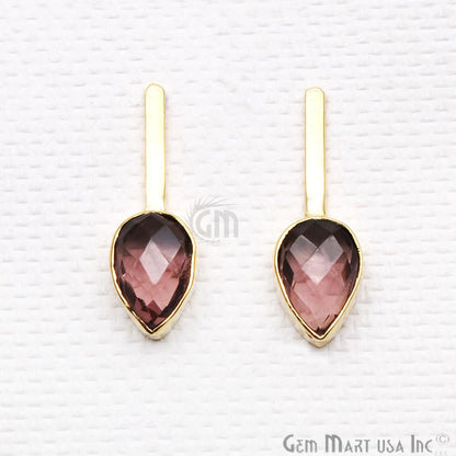 Pear Shape 9x27mm Gold Plated Gemstone Dangle Stud Earrings (Pick your Gemstone) (90174-1) - GemMartUSA