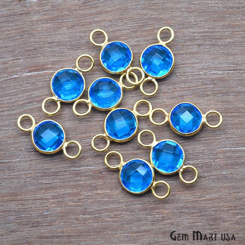 Round 8mm Silver Bezel Big Bail Connector (Pick Your Gemstone,Plating) - GemMartUSA