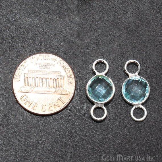 Round 8mm Silver Bezel Big Bail Connector (Pick Your Gemstone,Plating) - GemMartUSA