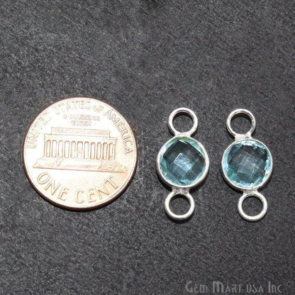 Round 8mm Silver Bezel Big Bail Connector (Pick Your Gemstone,Plating) - GemMartUSA