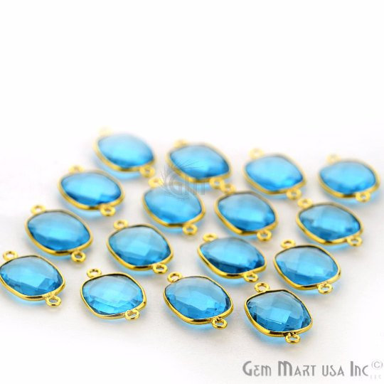 Octagon 12x16mm Double Bail Gold Bezel Gemstone Connector