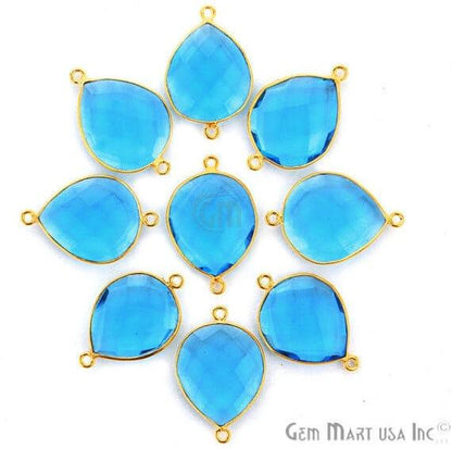 Pears 15x20mm Gold Plated Double Bail Gemstone Bezel Connector