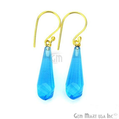 Dangle 45x9mm Gold Plated Gemstone Hook Earrings (Pick your Gemstone) (90107-1) - GemMartUSA