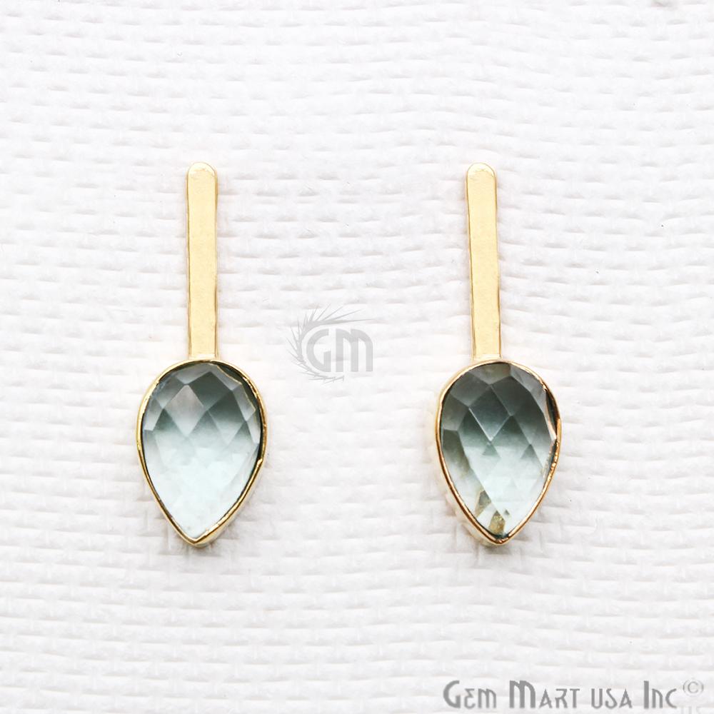 Pear Shape 9x27mm Gold Plated Gemstone Dangle Stud Earrings (Pick your Gemstone) (90174-1) - GemMartUSA