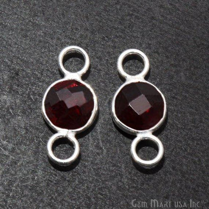 Round 8mm Silver Bezel Big Bail Connector (Pick Your Gemstone,Plating) - GemMartUSA