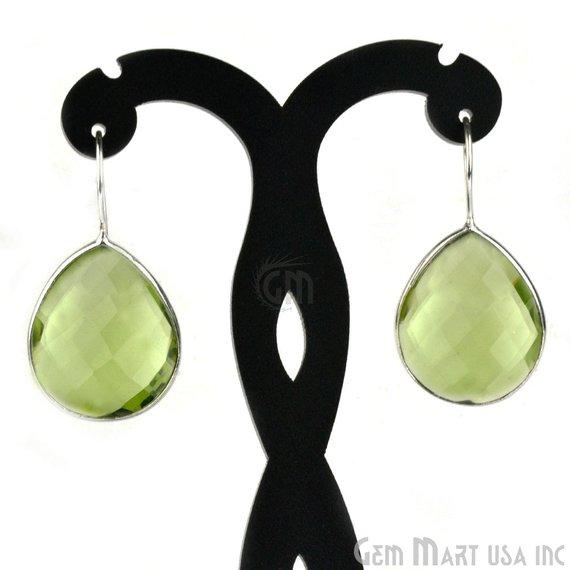 Pear Shape 21x26mm Silver Plated Gemstone Hook Earrings (Pick your Gemstone) (90011-1) - GemMartUSA