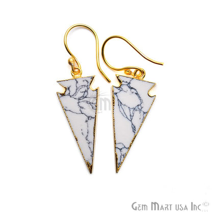 Triangle Shape 34x14mm Gold Plated Sediment Jasper Hook Earrings (Pick your Gemstone) (90163-1) - GemMartUSA