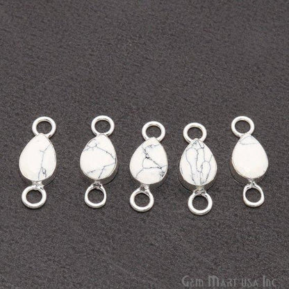 Pear 8x12mm Gemstone Silver Bezel Double Big Bail Connector