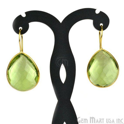 Gold Plated Pears Shape 21x26mm Gemstone Dangle Hook Earring Choose Your Style (90010-1) - GemMartUSA