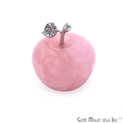 Rose Quartz 45mm Handcrafted Apple in polished stone, Big size - GemMartUSA