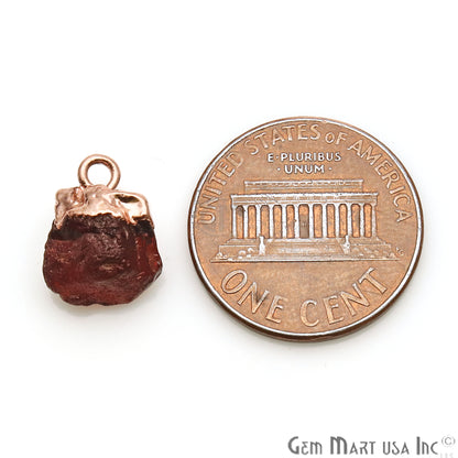 Rough Garnet Gemstone 17x8mm Organic Rose Gold Edged Connector - GemMartUSA
