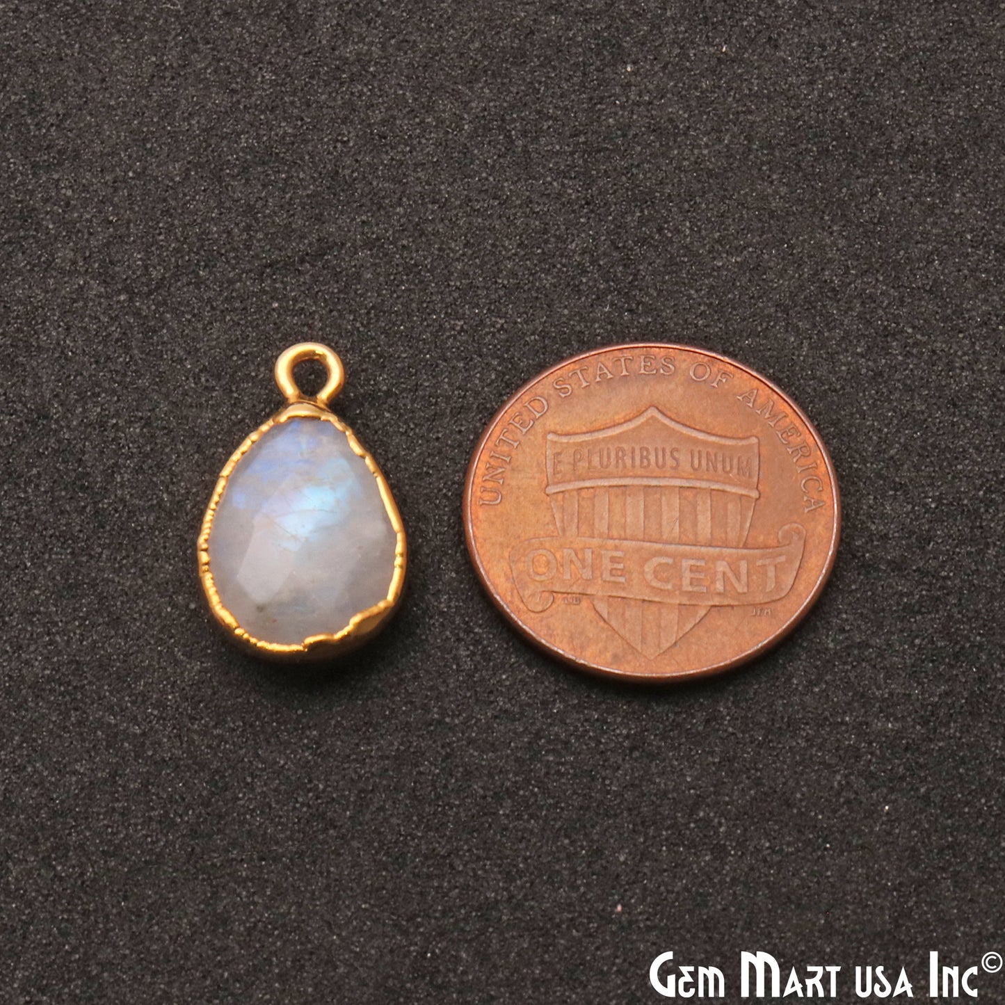 Rainbow Moonstone 10x14mm Gold Electroplated Pears Single Bail Connector - GemMartUSA