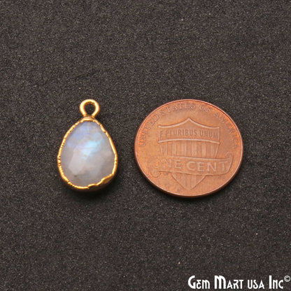 Rainbow Moonstone 10x14mm Gold Electroplated Pears Single Bail Connector - GemMartUSA