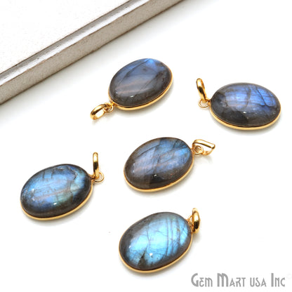 Labradorite Cabochon 27x17mm Oval Connector Pendant - GemmartUSA