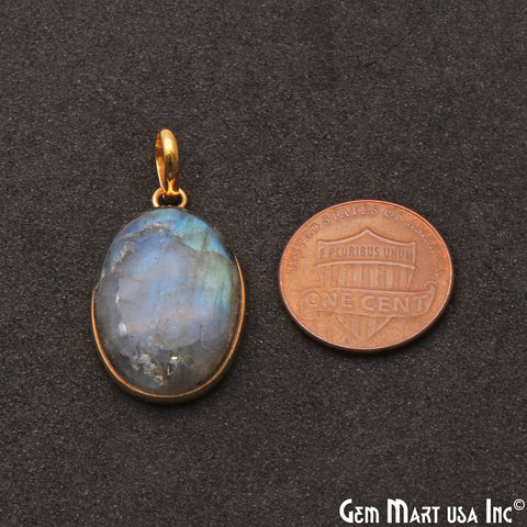 Labradorite Cabochon 27x17mm Oval Connector Pendant - GemMartUSA