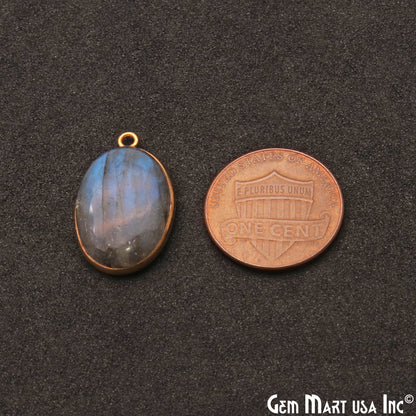 Flashy Labradorite 18x13mm Cabochon Oval Gemstone Connector - GemMartUSA