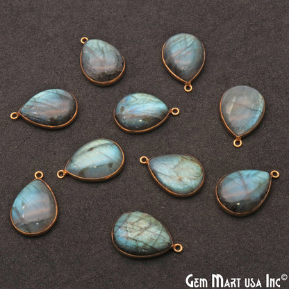 Flashy Labradorite 20x15mm Cabochon Pears Gemstone Connector - GemMartUSA