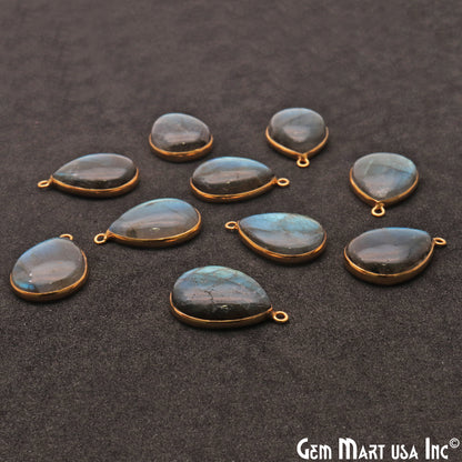Flashy Labradorite 20x15mm Cabochon Pears Gemstone Connector - GemMartUSA
