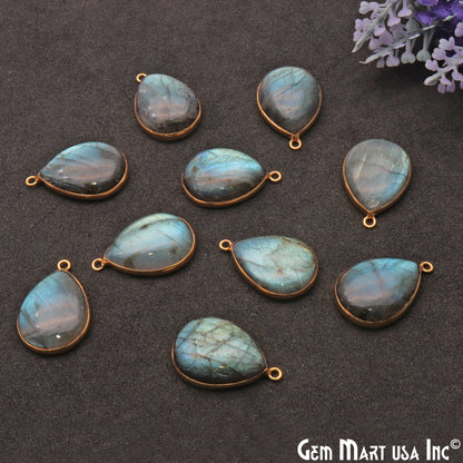 Flashy Labradorite 20x15mm Cabochon Pears Gemstone Connector - GemMartUSA