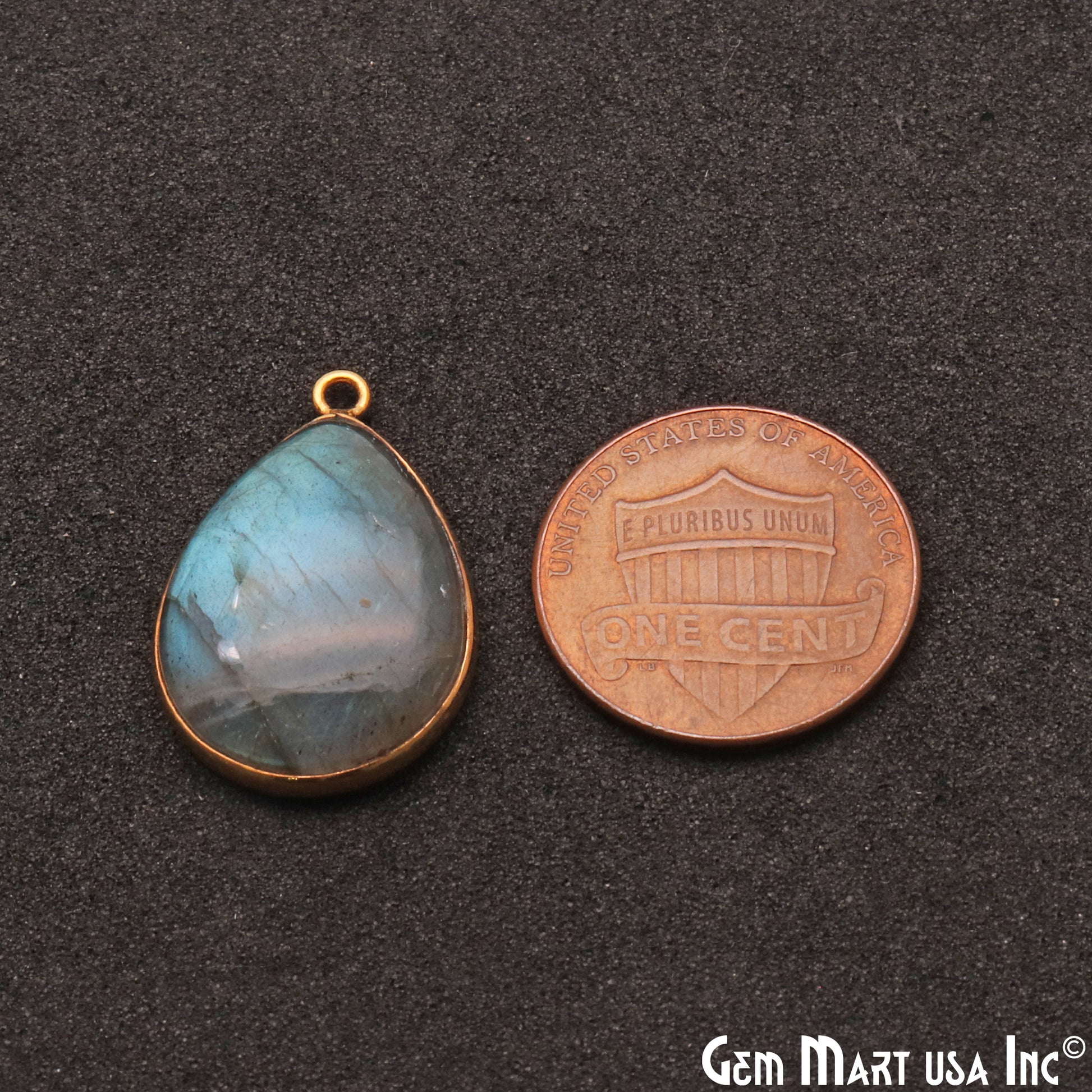 Flashy Labradorite 20x15mm Cabochon Pears Gemstone Connector - GemMartUSA
