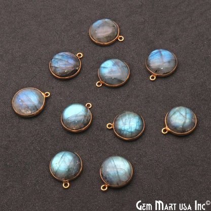 Flashy Labradorite 14mm Cabochon Round Gemstone Connector - GemMartUSA