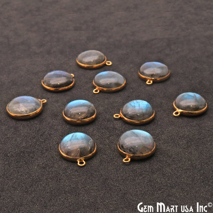 Flashy Labradorite 14mm Cabochon Round Gemstone Connector - GemMartUSA