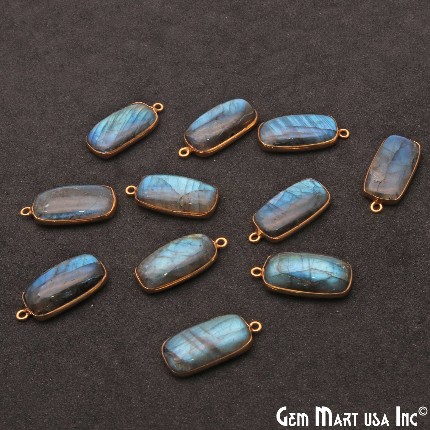 Flashy Labradorite Cabochon 20x10mm Octagon Connector - GemMartUSA