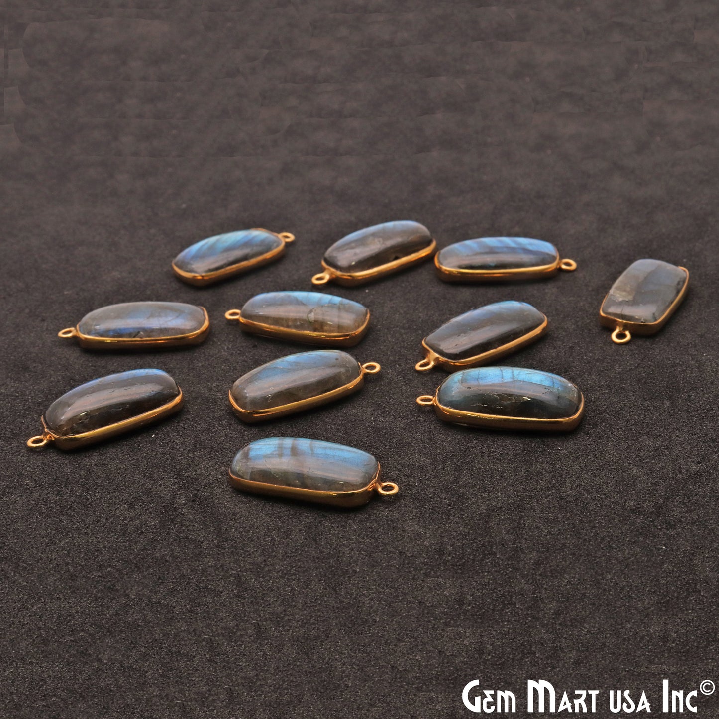 Flashy Labradorite Cabochon 20x10mm Octagon Connector - GemMartUSA
