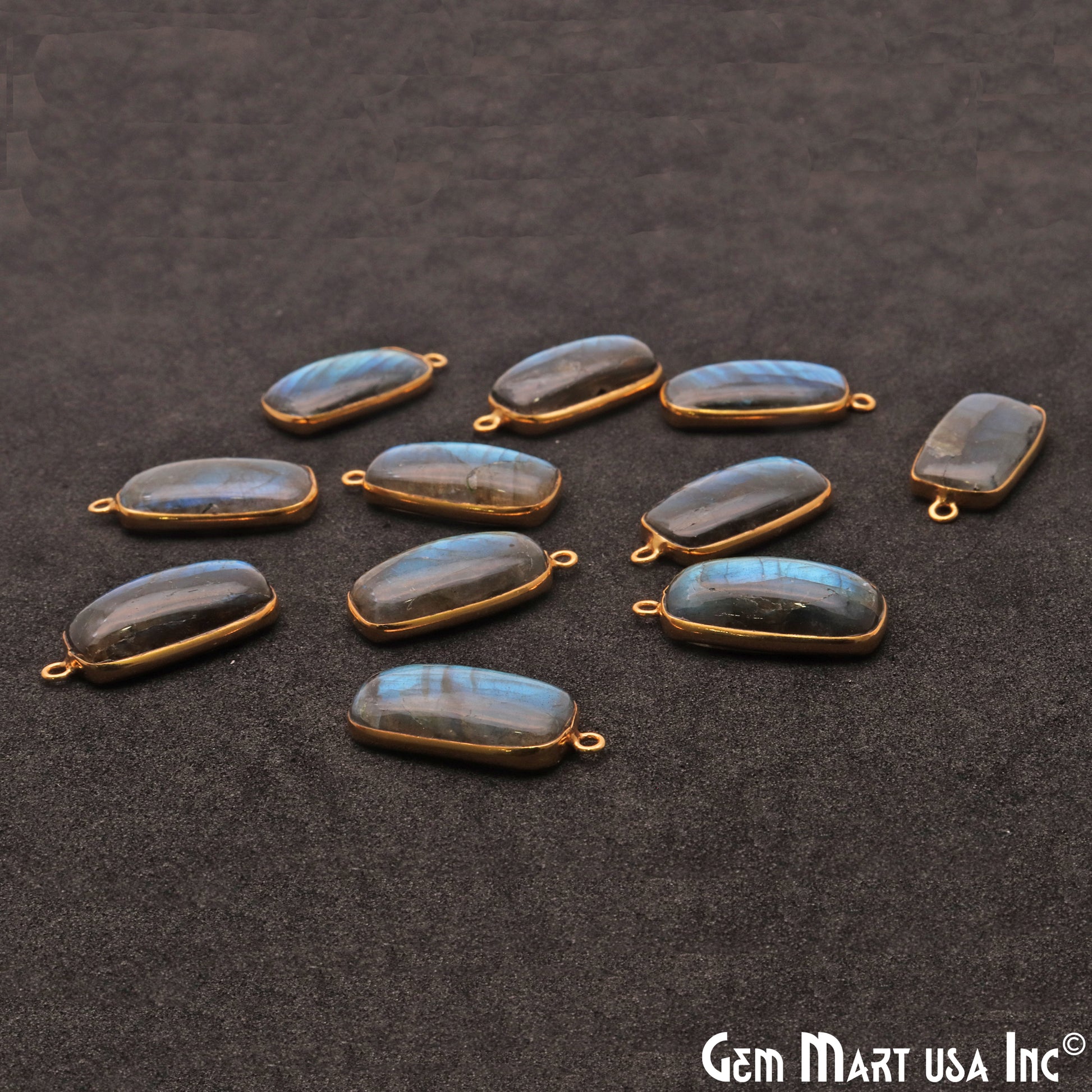 Flashy Labradorite Cabochon 20x10mm Octagon Connector - GemMartUSA