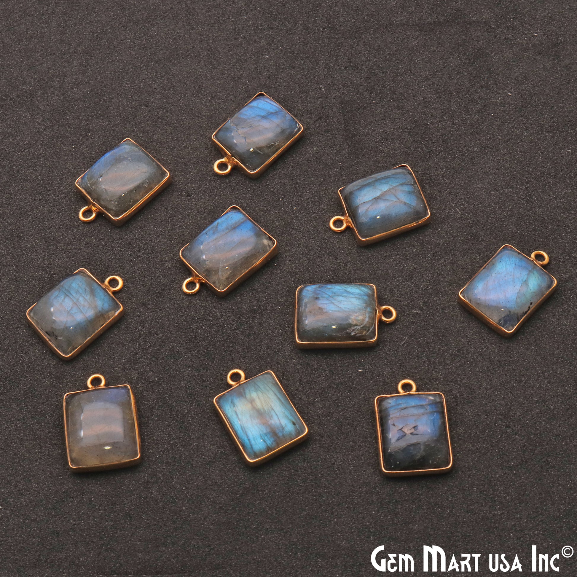 Labradorite 12x10mm Cabochon Octagon Gold Connector - GemMartUSA