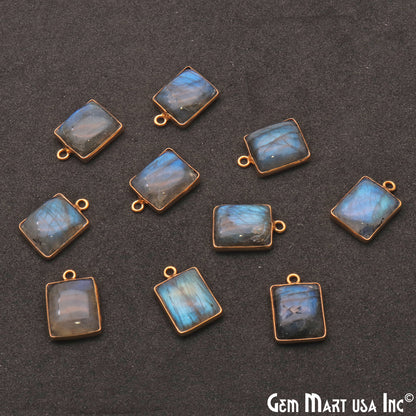 Labradorite 12x10mm Cabochon Octagon Gold Connector - GemMartUSA