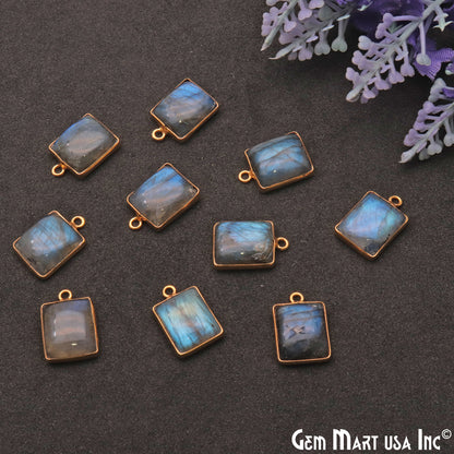 Labradorite 12x10mm Cabochon Octagon Gold Connector - GemMartUSA