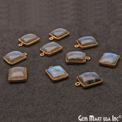 Labradorite 12x10mm Cabochon Octagon Gold Connector - GemMartUSA