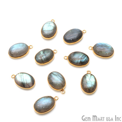 Flashy Labradorite 14x10mm Cabochon Oval Connector - GemMartUSA
