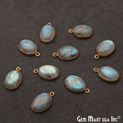 Flashy Labradorite 14x10mm Cabochon Oval Connector - GemMartUSA