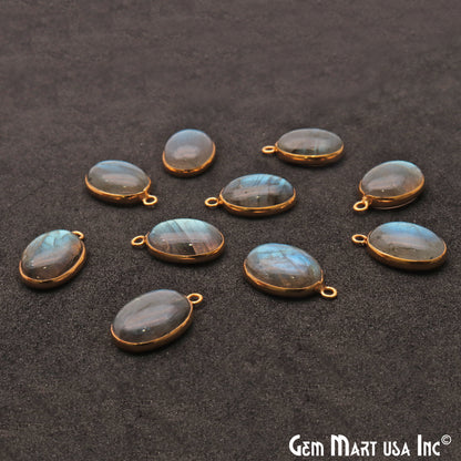 Flashy Labradorite 14x10mm Cabochon Oval Connector - GemMartUSA