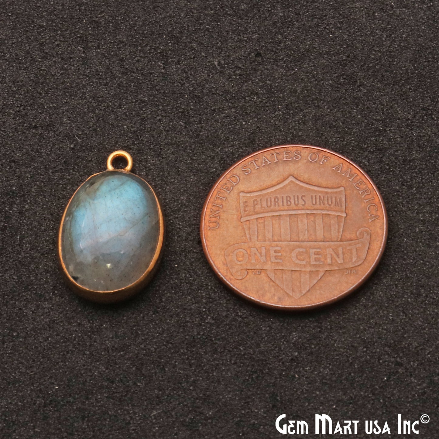 Flashy Labradorite 14x10mm Cabochon Oval Connector - GemMartUSA