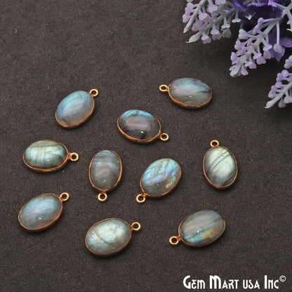 Flashy Labradorite 14x10mm Cabochon Oval Connector - GemMartUSA